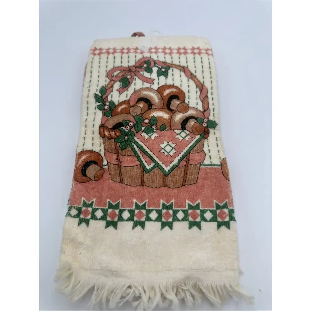 Vintage Mushroom Kitchen Towel Dish Cloth Pot Holder 3 Pc Set Royal Terry Sears
